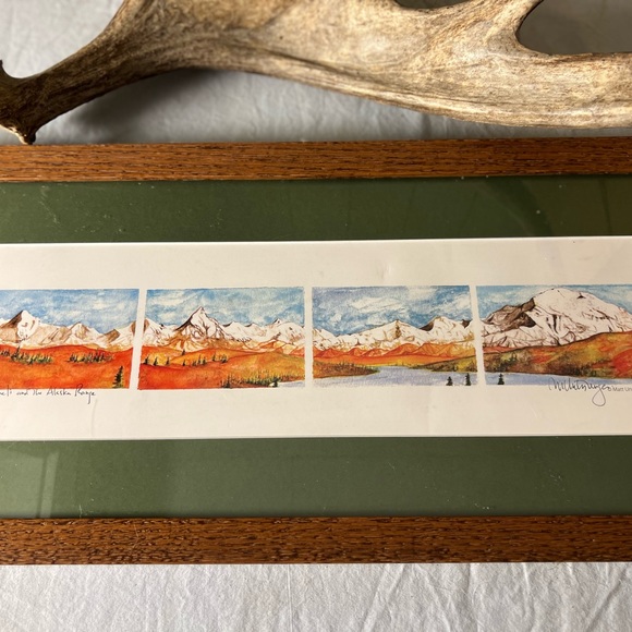 Print of the Alaska Range and Denali w/moose antler shed - Picture 3 of 3